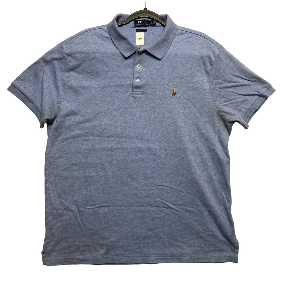 Polo Ralph Lauren Polo Mens XL Blue Short Sleeve Custom Slim Fit Logo Shirt